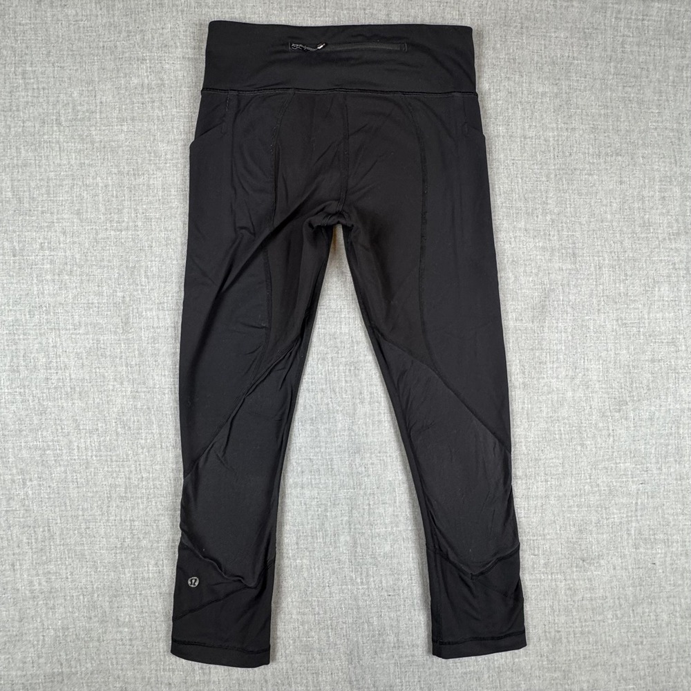 Lululemon Pants Womens 4 Black High Rise Crop Side Pocket Leggings Yoga Capri - Picture 6 of 13